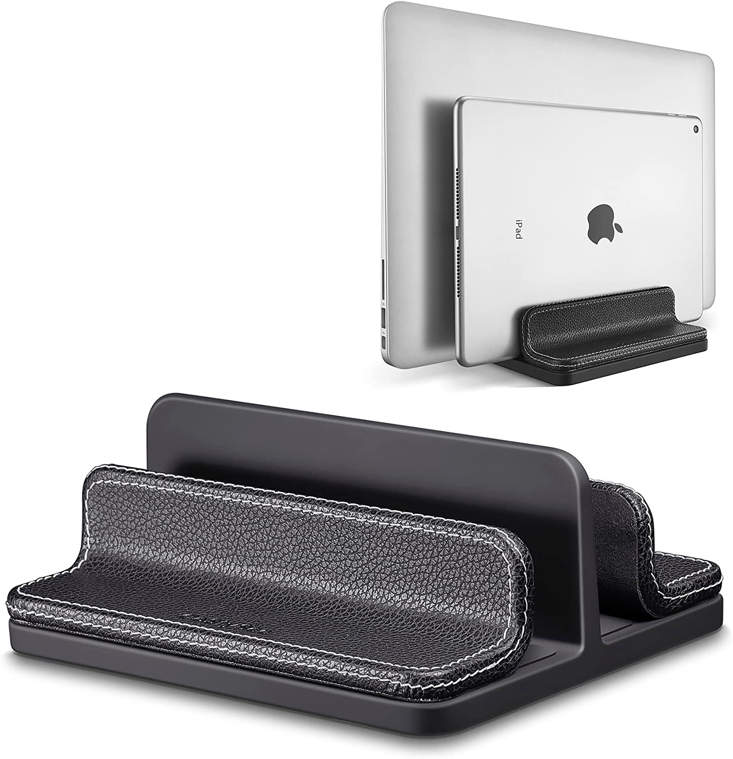 Leather dual slot stand laptop stand