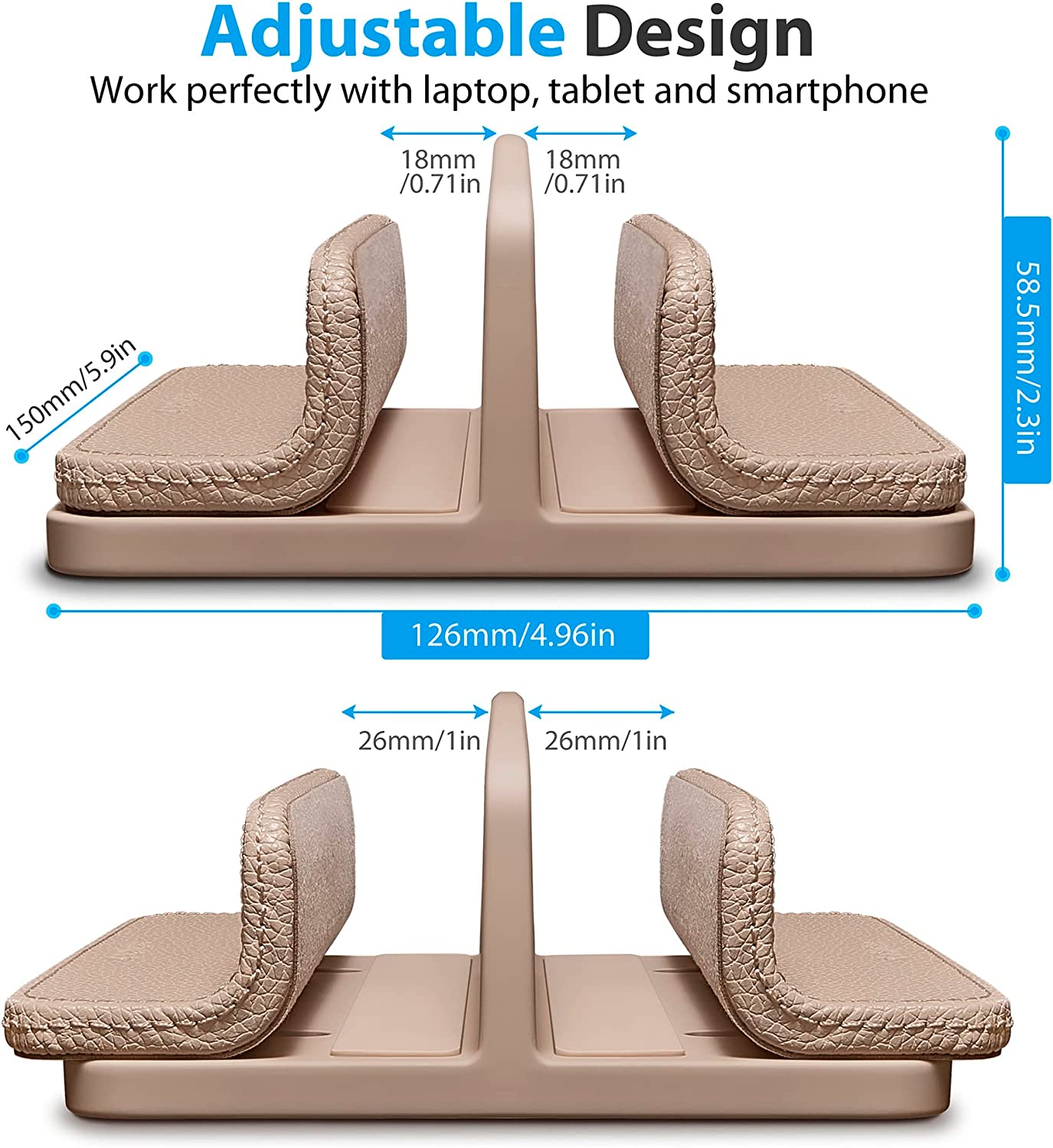 Leather dual slot stand laptop stand