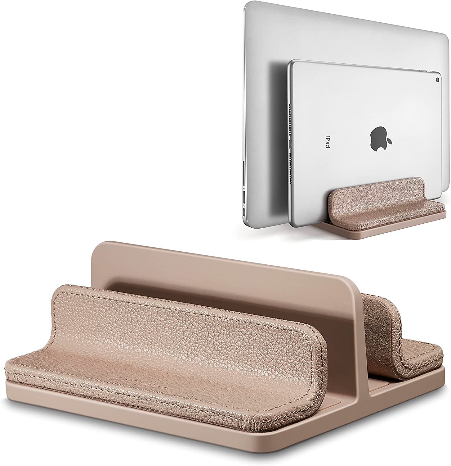 Leather dual slot stand laptop stand