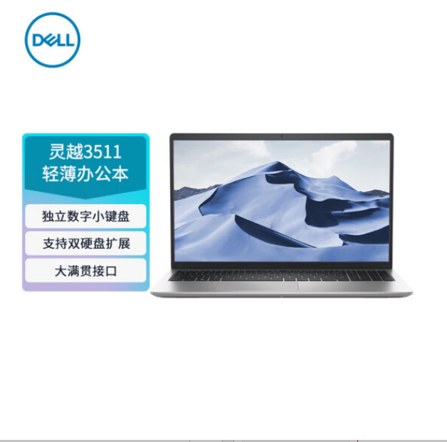 戴尔 灵越3511-1725s 15.6英寸  i7-1165G7 8G 512G MX350-2G独显 标配 银