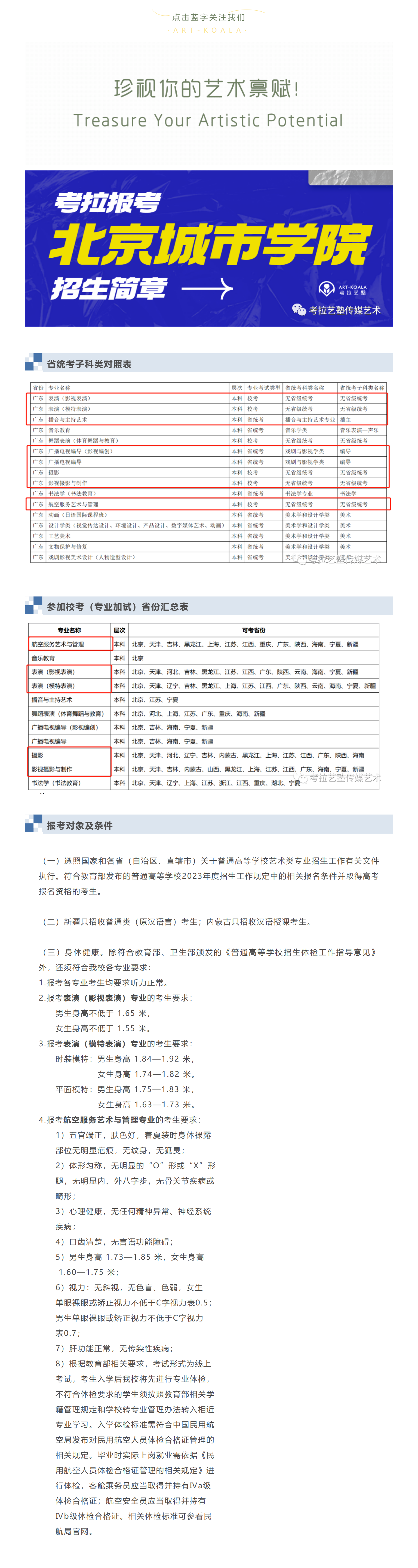 考拉报考 | 2023年北京城市学院艺术类专业招生简章