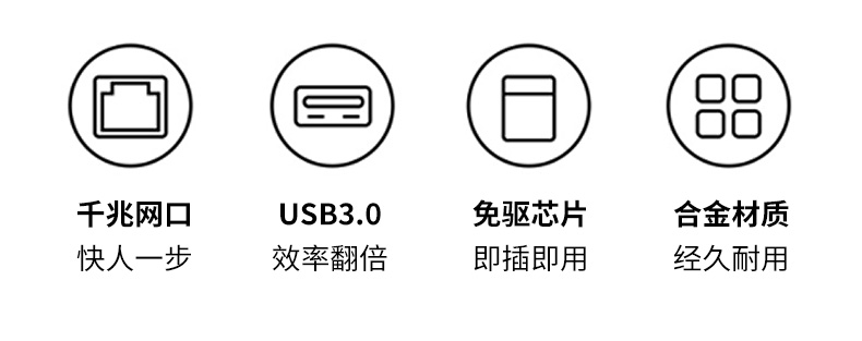 【N867】晶华USB网卡(千兆)+3*USB3.0口HUB 铝合金外壳