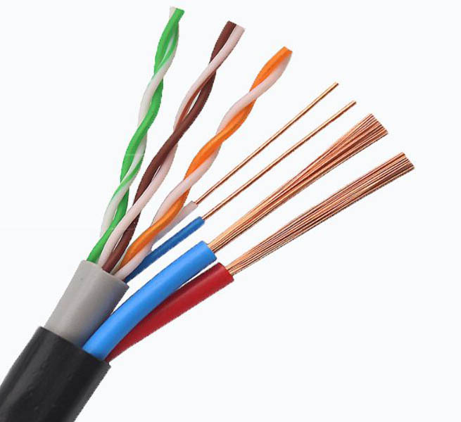 Outdoor waterproof cat5e cable with 2core power