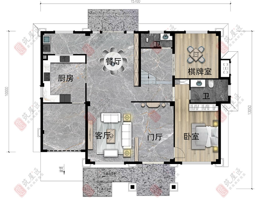 荆州胡先生定制设计15×13米新中式别墅，大宅大院成就大家风范