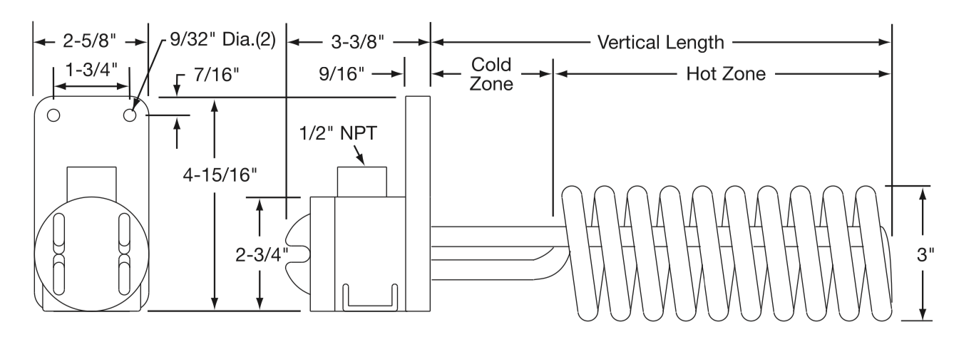 HX Series,Fluoropolymer (PTFE) Single-Element Coil Heater