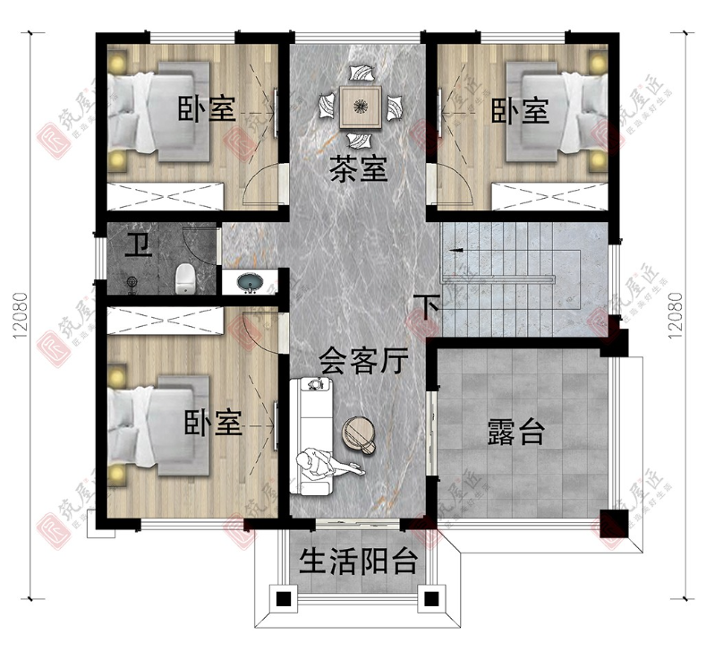 11×12米三层现代别墅，20平米大露台+9间宽卧享受舒适人生