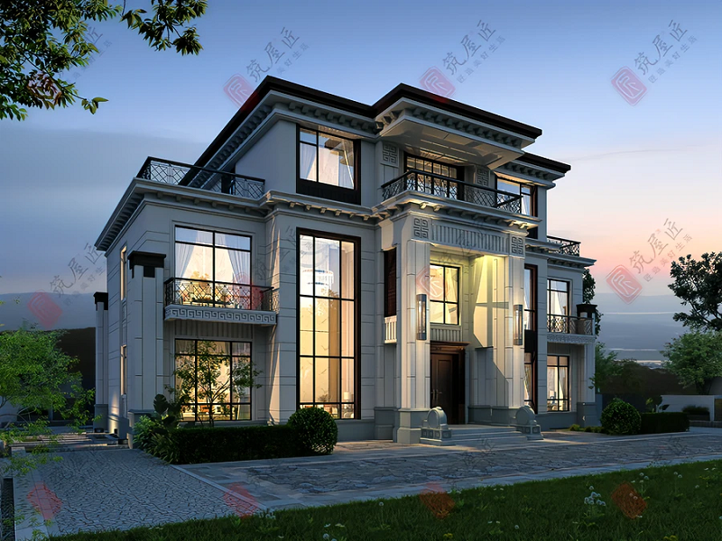 岳陽劉女士定制設計20×13米新中式宅院，格局方正打造氣派戶型
