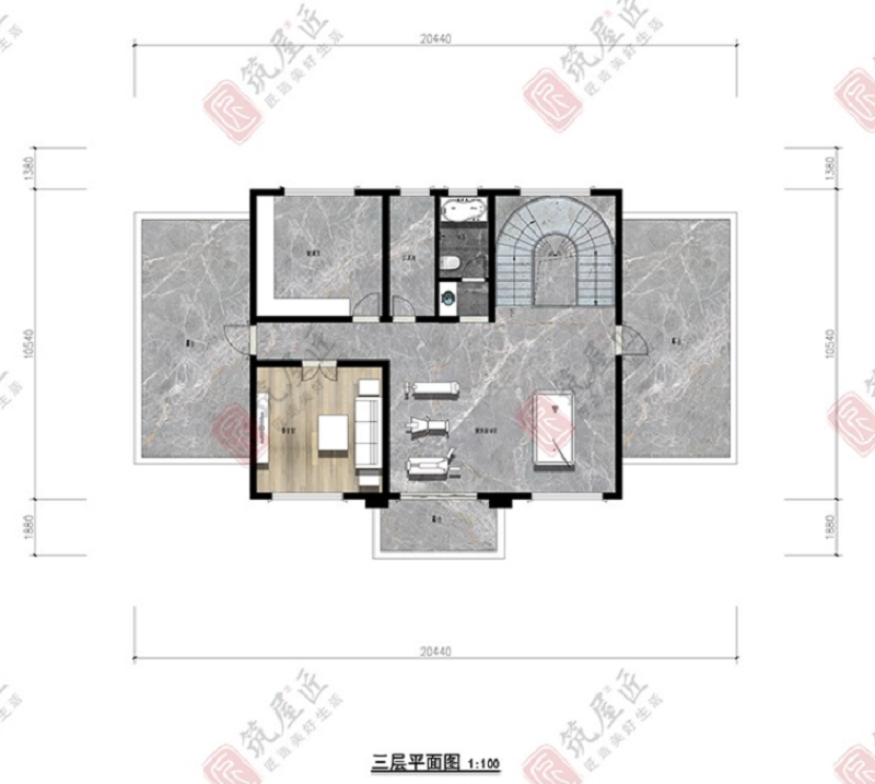 岳陽劉女士定制設計20×13米新中式宅院，格局方正打造氣派戶型