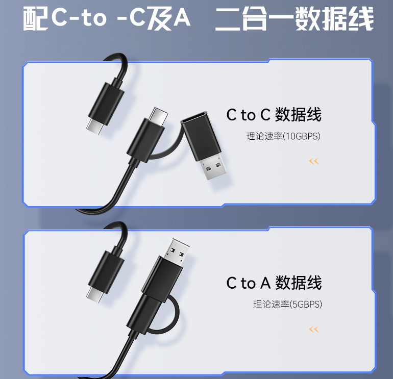 忆捷 SE600 M.2硬盘盒SATA+NVME双协议 C+U接口