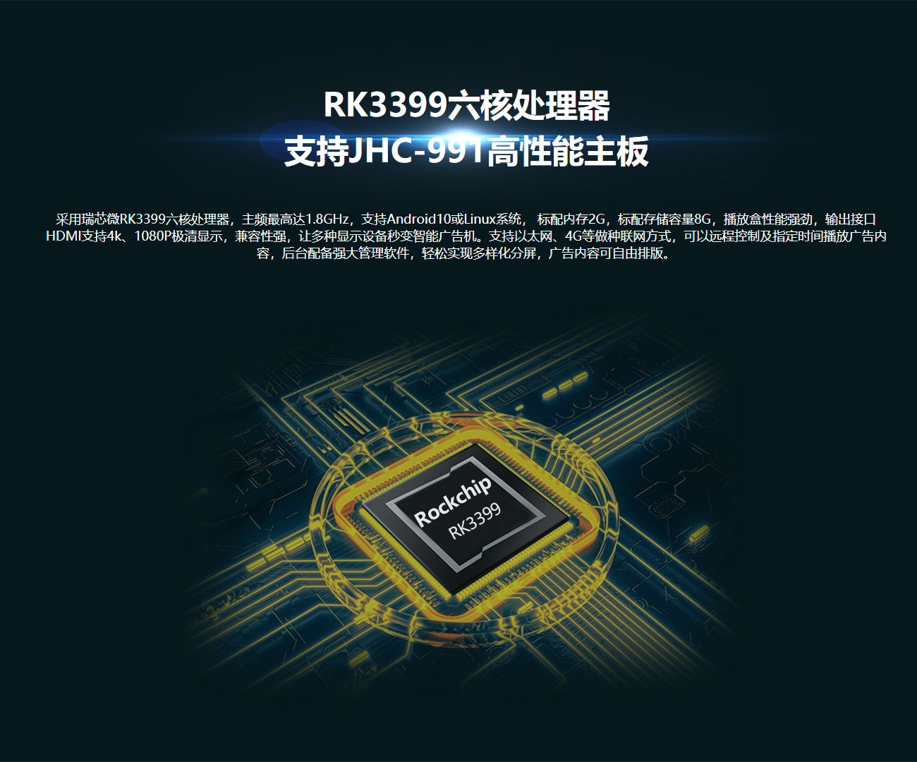 专业工业级RK3399广告播放盒