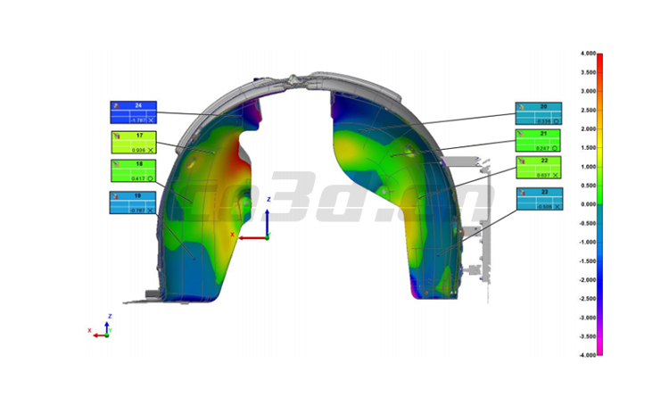 Three-dimensional inspection of automobile tire inner cover