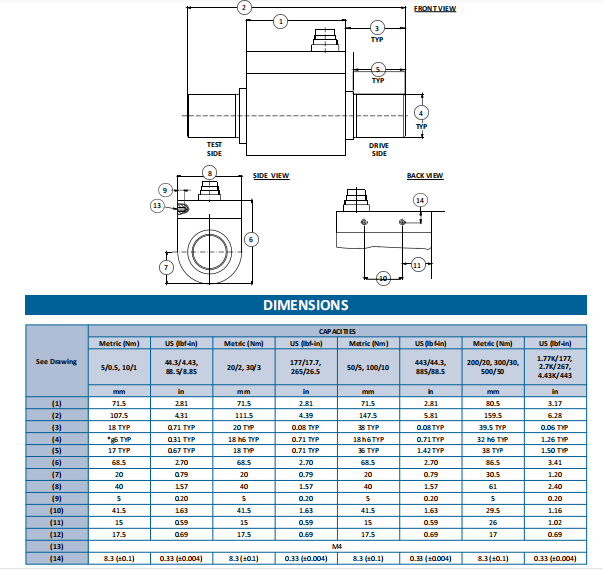 T6系列 雙量程軸式動態扭矩傳感器