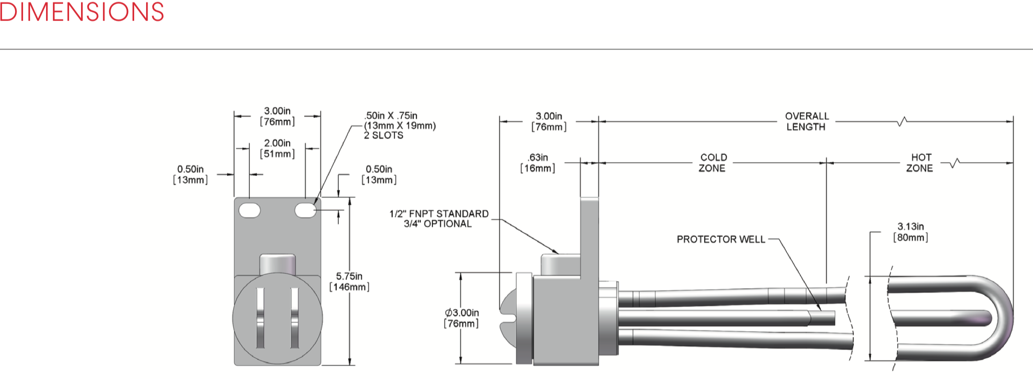 Precise Heater 3HS Series, 3 Element Stainless Steel Heaters