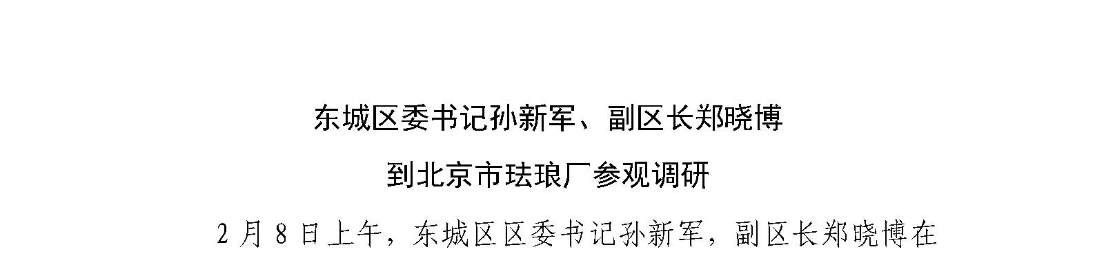 东城区委书记孙新军、副区长郑晓博 到北京市珐琅厂参观调研