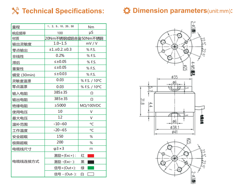 TF41系列柱式法蘭靜態(tài)扭矩傳感器