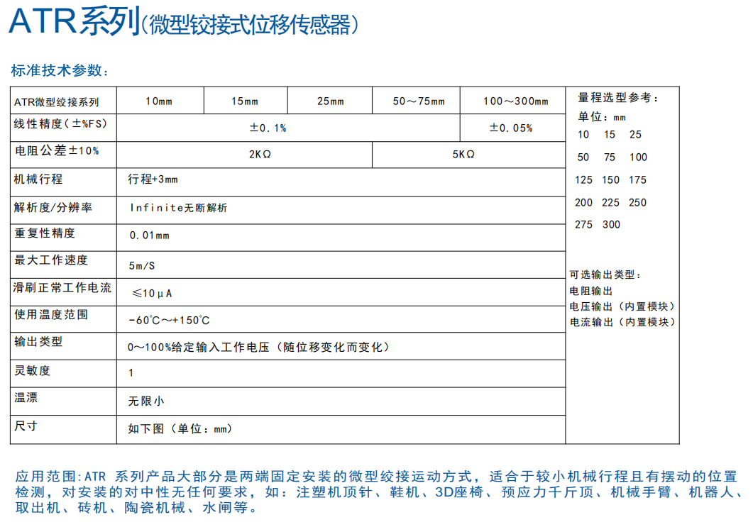 ATR系列微型铰接式位移传感器