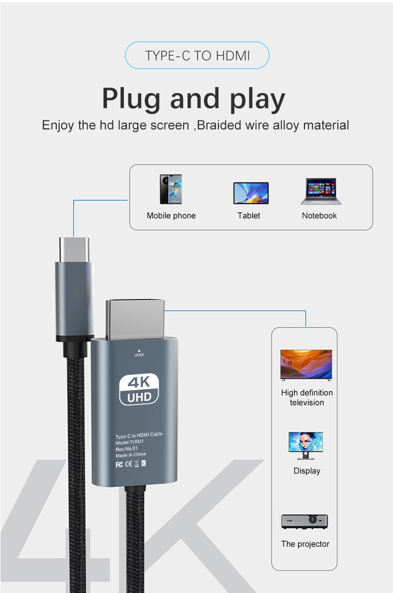 Type C to HDMI Cable