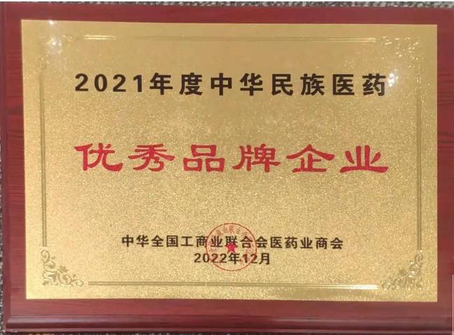 金花股份榮獲“2021年度中華民族醫藥優秀品牌企業”榮譽稱號