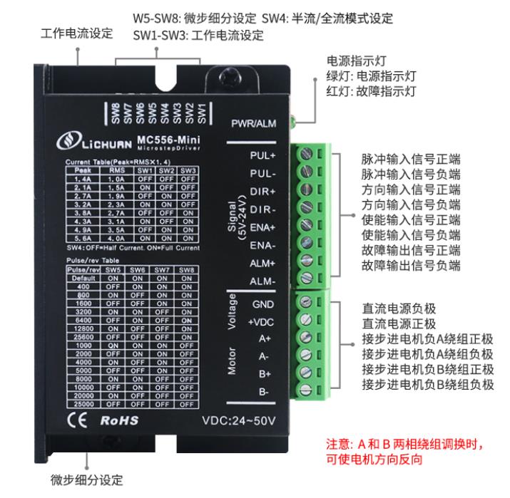 MC556-Mini  两相57/60步进驱动器