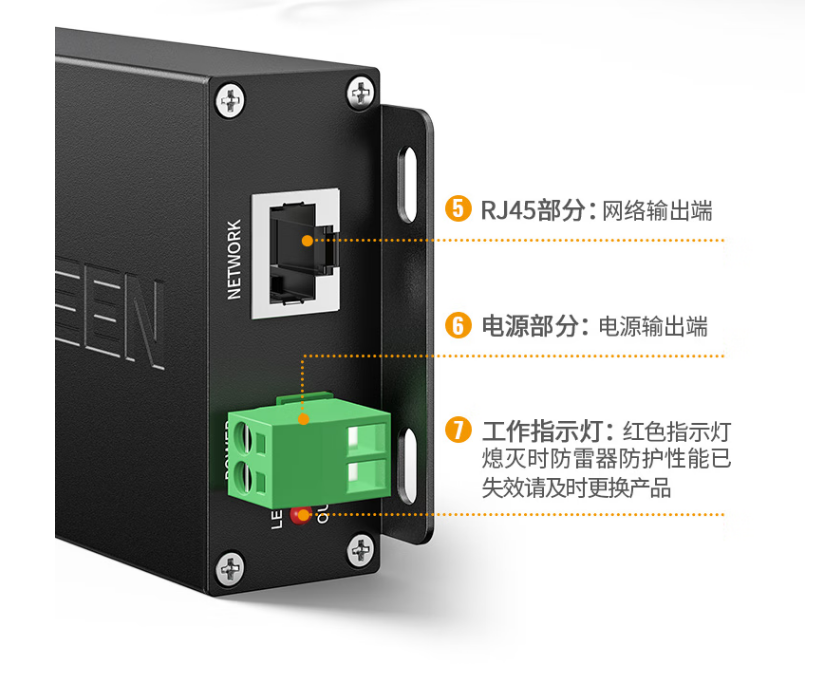 绿联80740网络电源二合一防雷器