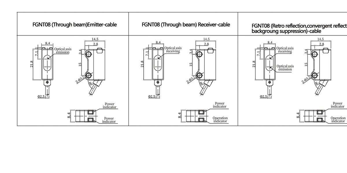 Micro-square type photoelectric sensor