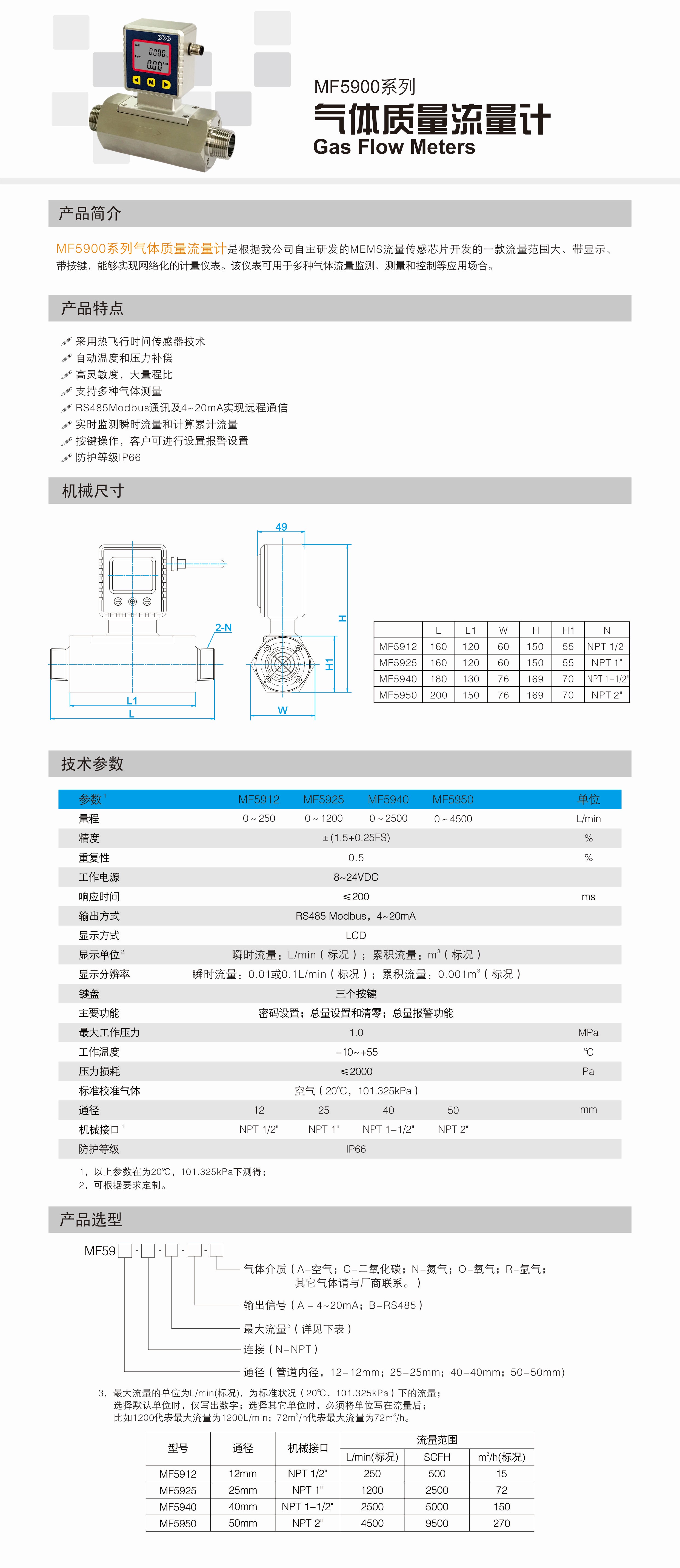 MF5900系列气体质量流量计