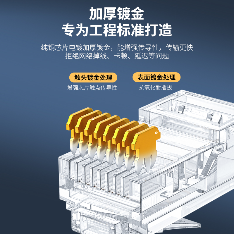 【S670】晶华超五类水晶头 镀金水晶头工程专用（100颗/盒）