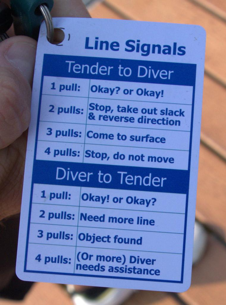 Public safety diving rope signals