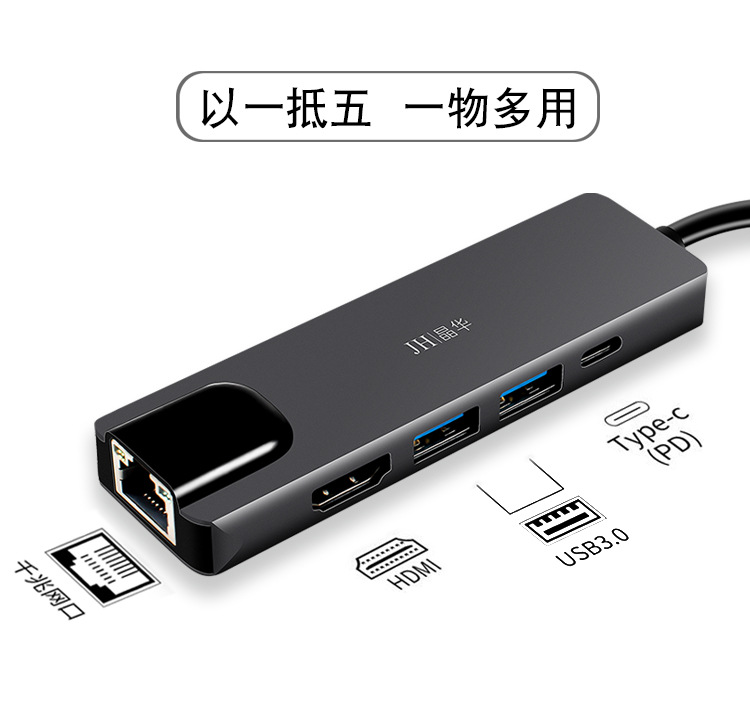 【Z325】晶华TYPE-C扩展坞（HDMI+USB3.0+千兆+PD）