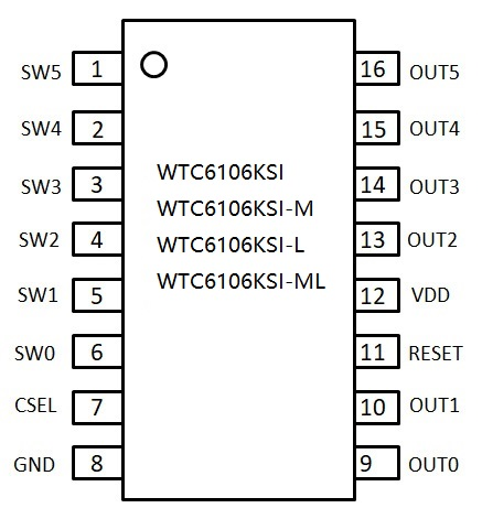 WTC6106KSI/WTC6106KSI-M六通道触摸感应芯片