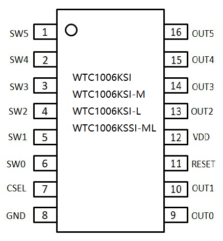 WTC1006KSI/WTC1006KSI-M六通道触摸感应芯片