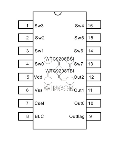 八通道BCD输出触摸感应按键芯片WTC9208BSI