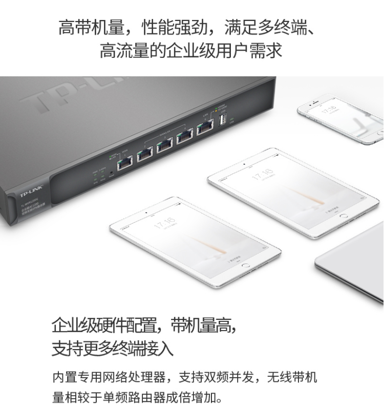 TP-LINK 1200M 5G双频无线企业级路由器 wifi穿墙/VPN/千兆端口/AC管理 TL-WVR1200G