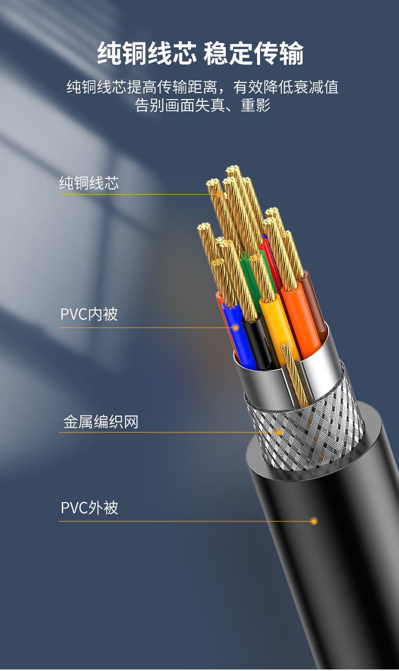 【V316】晶华VGA线黑色3+6工程线无氧铜芯