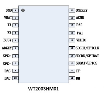 WT2003HM01高品质语音模块（模拟U盘）