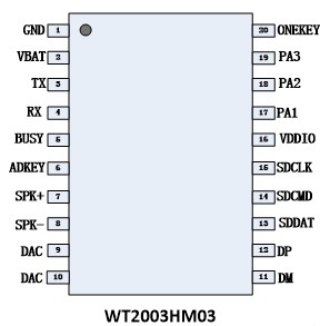 WT2003HM03语音播报模块（支持Flash、TF 卡、U 盘）