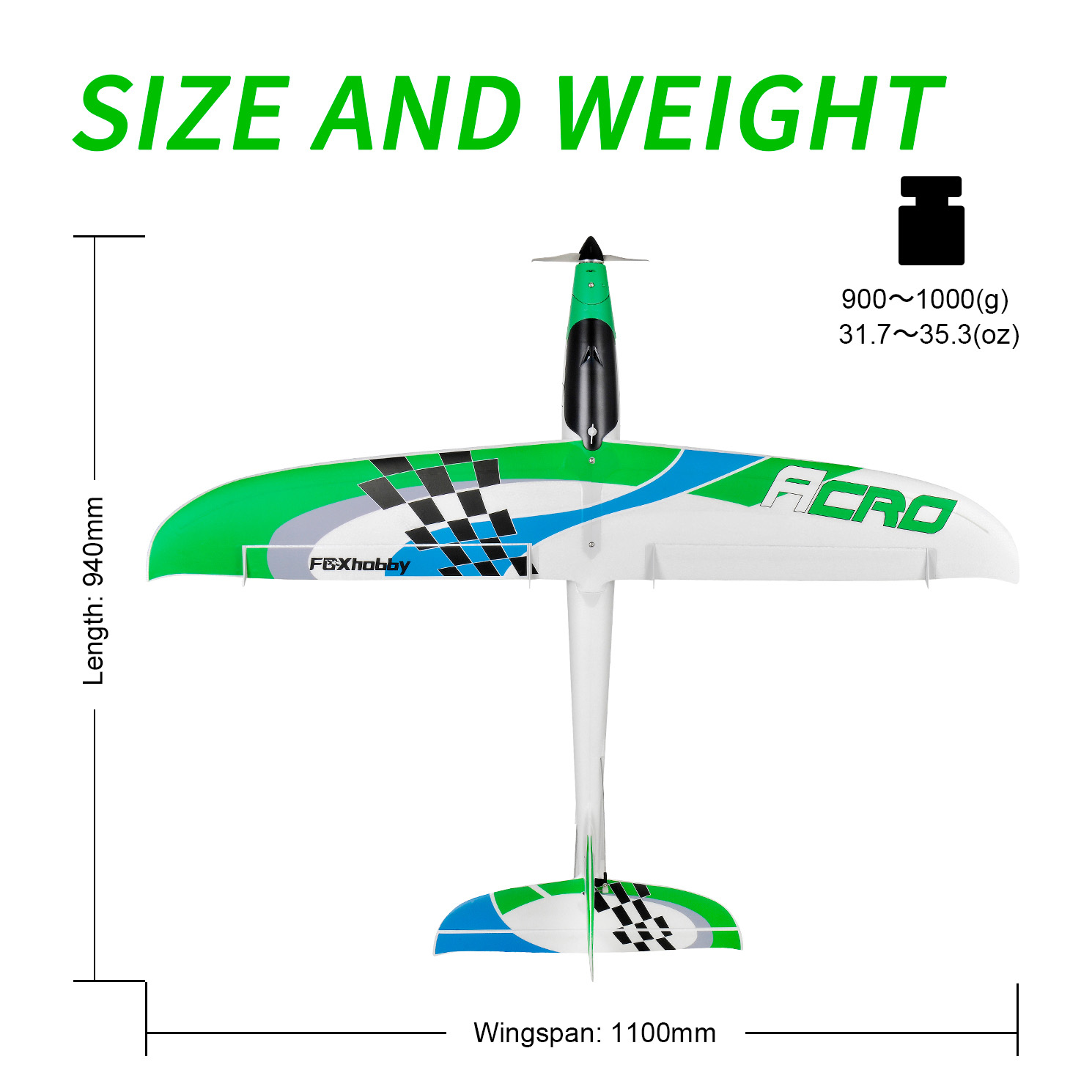 TOP RC HOBBY 1100mm ACRO vectored