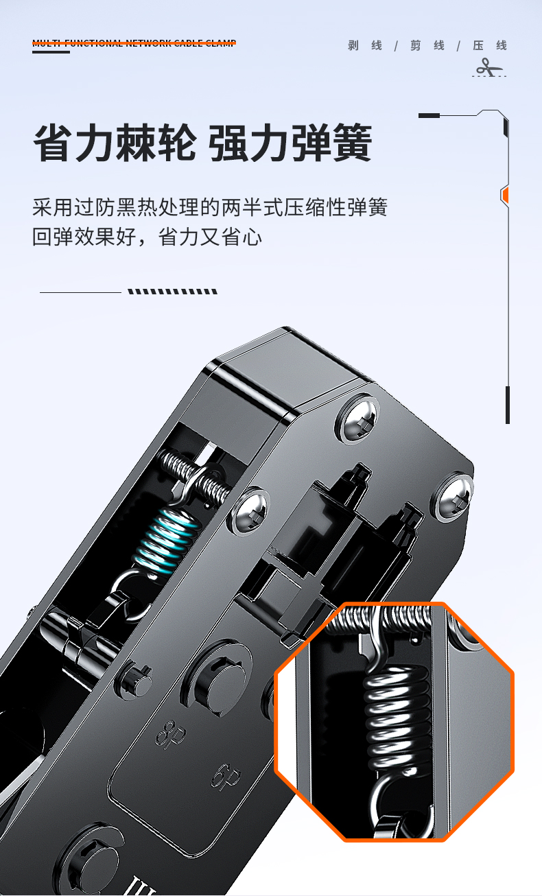 【P703双用】晶华双用网钳工程版（双色模防滑手柄）