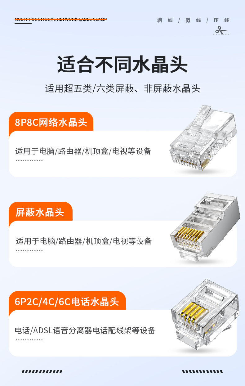 【P703双用】晶华双用网钳工程版（双色模防滑手柄）