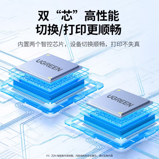 绿联25162 二进一出USB2.0打印机共享器