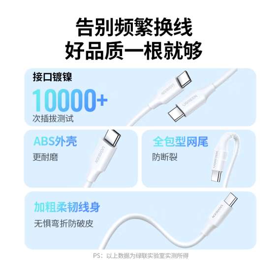 绿联25935 PD20W单C氮化镓快速充电器套装适用iPhone 15