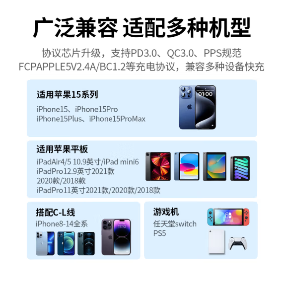 绿联25935 PD20W单C氮化镓快速充电器套装适用iPhone 15