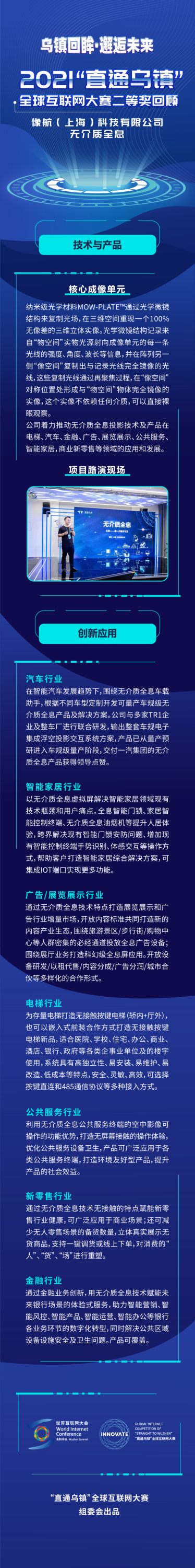 转载|2021“直通乌镇”全球互联网大赛二等奖回顾——AOA体育（中国）有限公司官网无介质全息