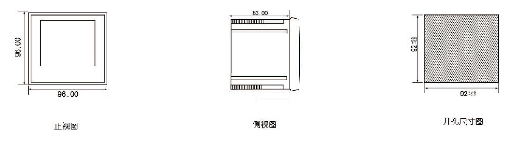 RGA20大屏幕液晶显示系列产品选型表+安装尺寸图