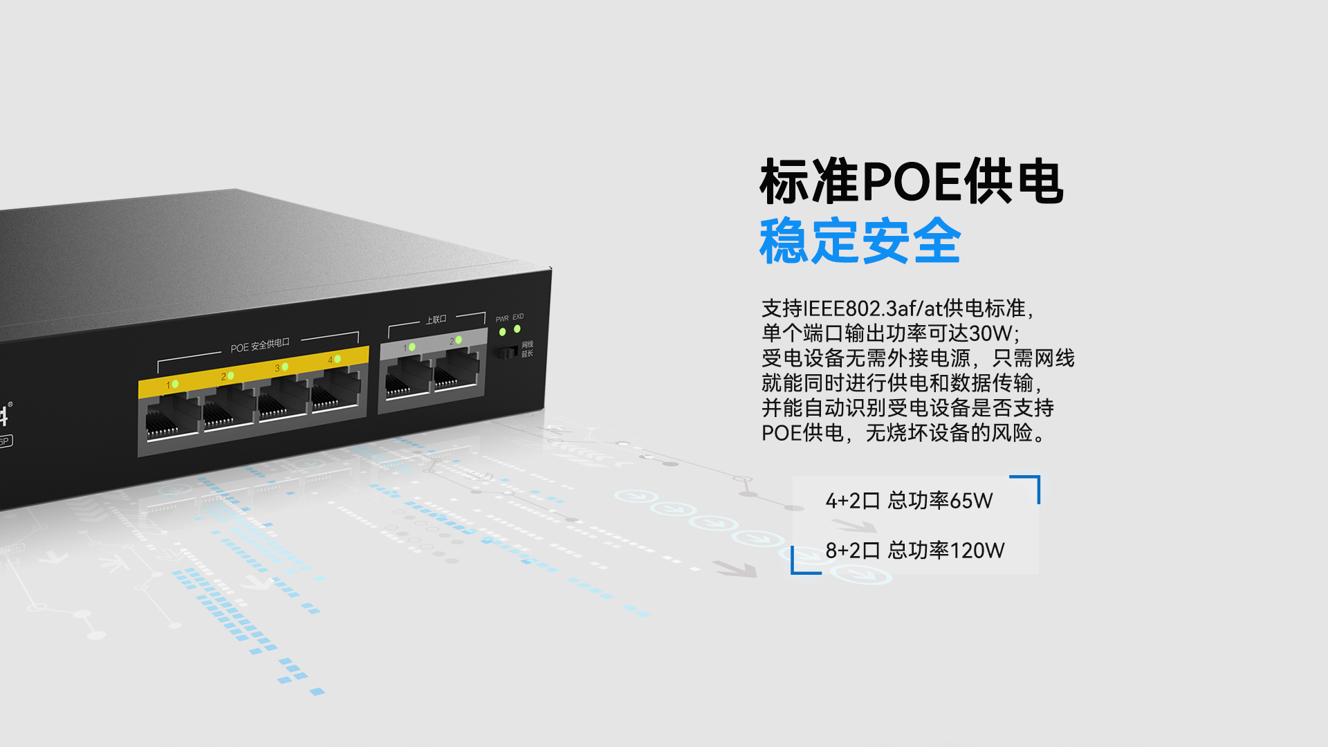 磊科NS110P 8+2口百兆智能POE交换机 120W功率