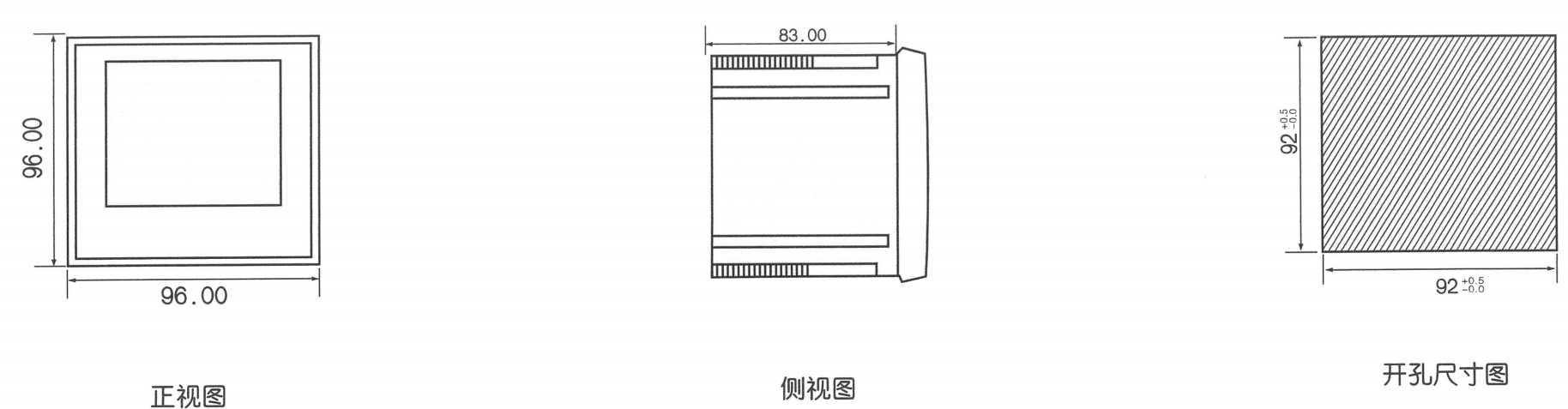 RGA20大屏幕液晶显示系列产品选型表+安装尺寸图