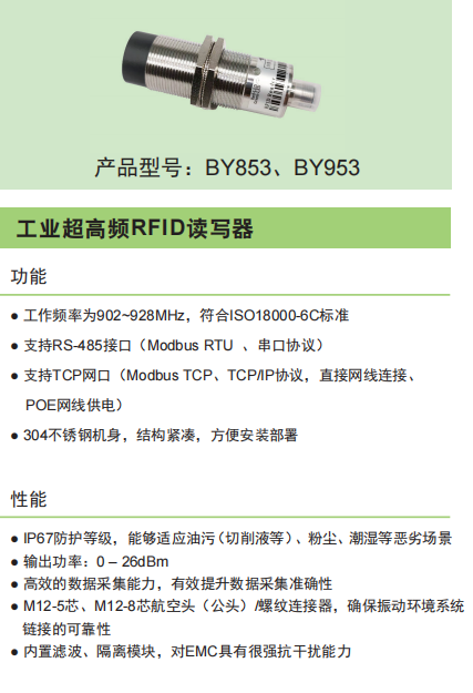 工业超高频RFID读写器-BY853、BY953