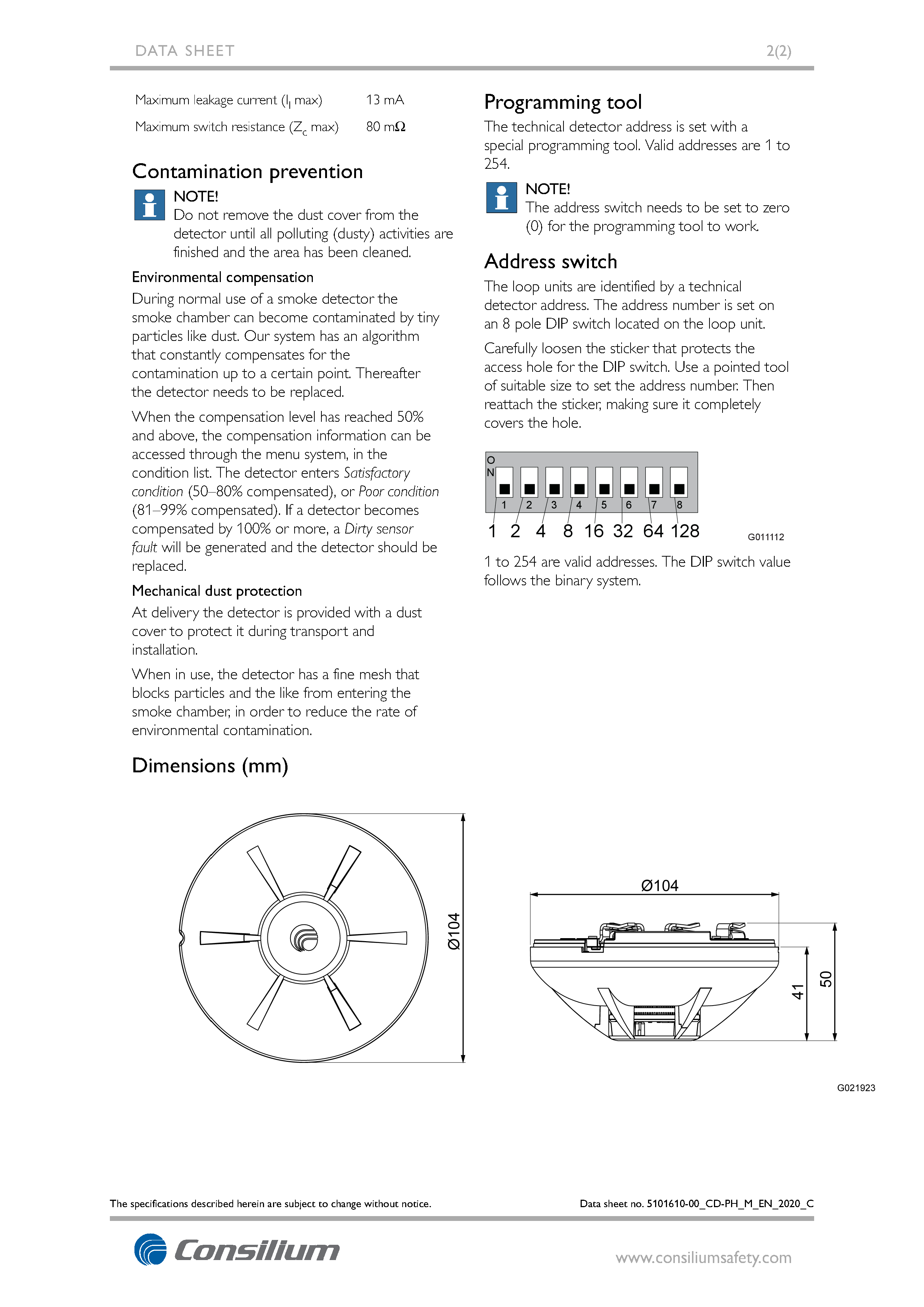 Smoke and heat detector with SCI CD-PH Part no. 5101610-00