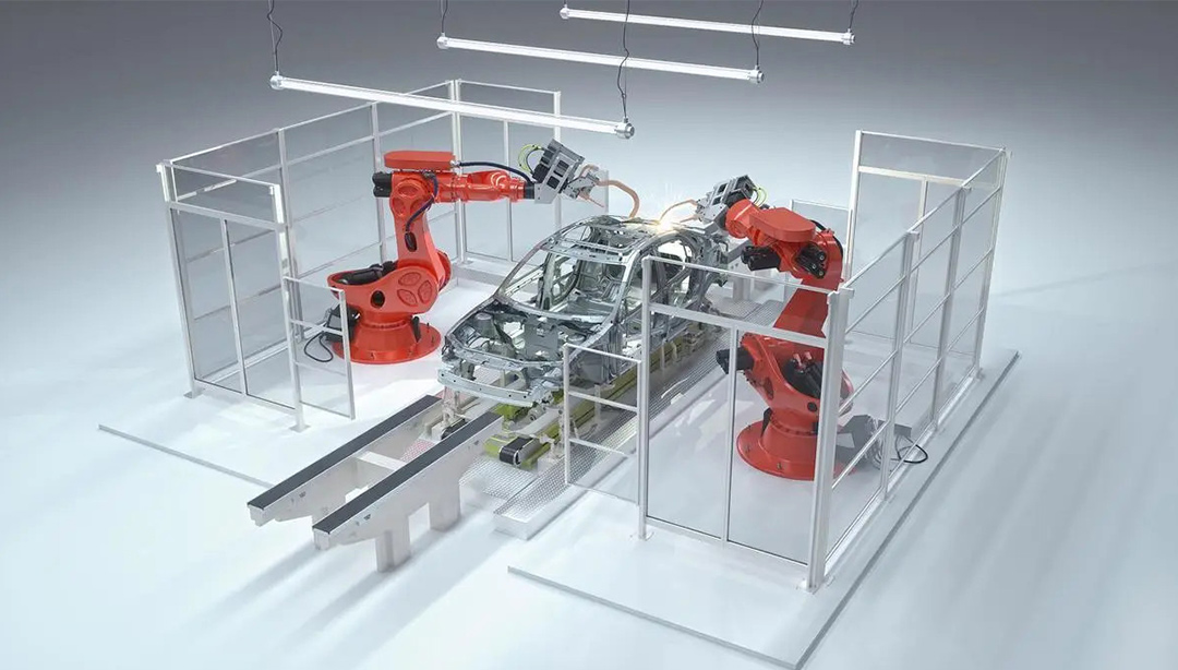 3D vision guides industrial robots to load and unload materials, helping the automobile manufacturin