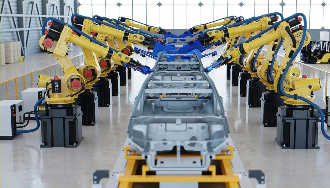 3D vision guides industrial robots to load and unload materials, helping the automobile manufacturin